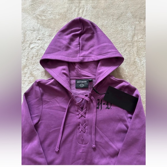 Harley-Davidson Women’s Pullover Hooded‎ Sweater Knit Purple Size Small NWT - Picture 3 of 10